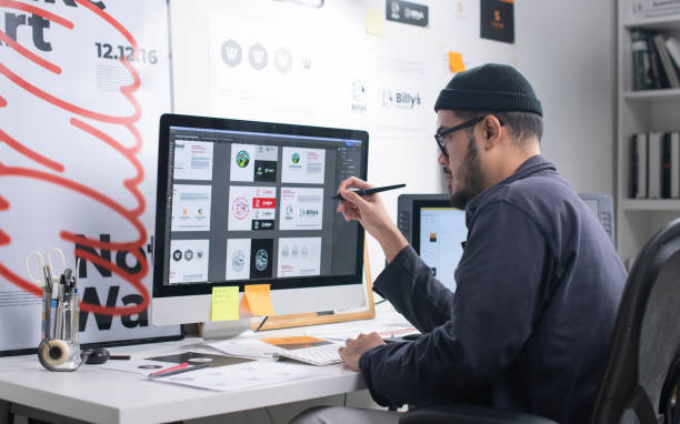 Creative artist working on digital art